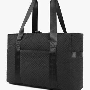 Chic Black Quilted Laptop Tote